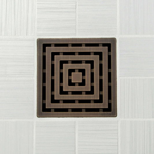 Ebbe E4815 Frames Oil Rubbed Bronze Square Shower Drain And Rough-in Adapter Kit