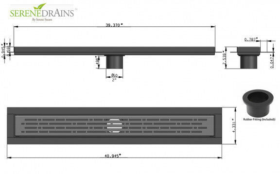 Polished Chrome Linear Shower Drain with Free Hair Trap, Broken Lane Design By SereneDrains