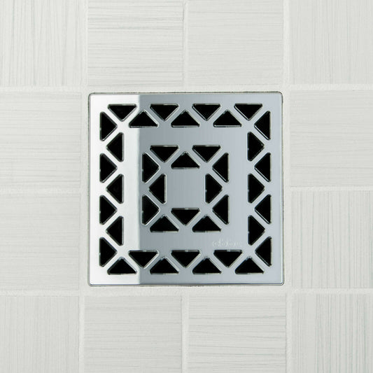 Ebbe E4802 Lattice Polished Chrome Square Shower Drain with Installation Kit