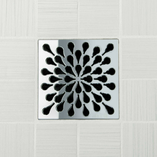 Ebbe E4805 Splash Polished Chrome Square Shower Drain with Installation Kit