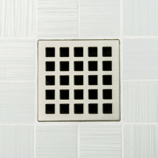 Ebbe E4803 Quadra Satin Nickel Square Shower Drain with Installation Kit