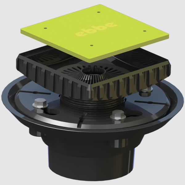 Ebbe E4811 Parallel Matte Black Square Shower Drain with Installation Kit
