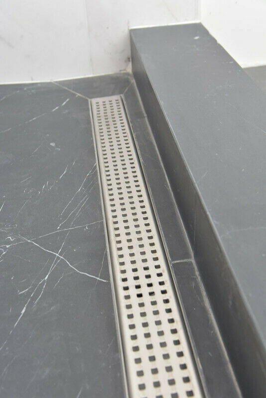 SereneDrains Linear Shower Drain with Hair Trap Set, Traditional Square Design