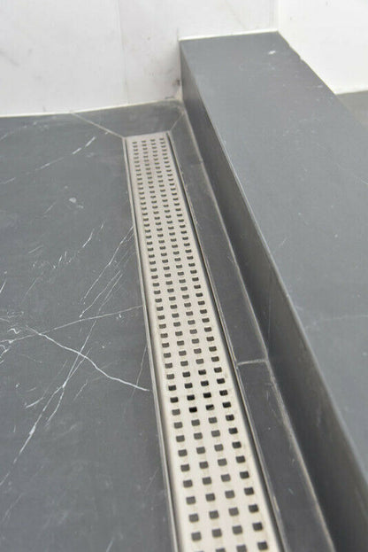 SereneDrains Linear Shower Drain with Hair Trap Set, Traditional Square Design