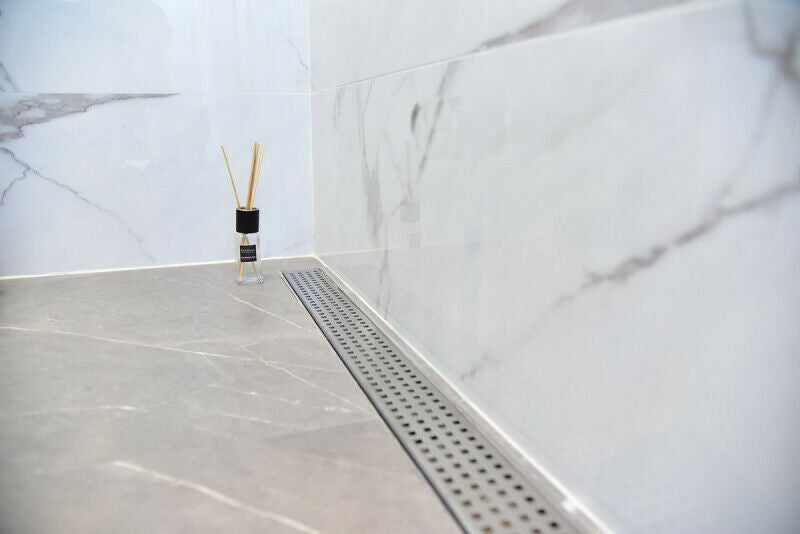 SereneDrains Linear Shower Drain with Hair Trap Set, Traditional Square Design