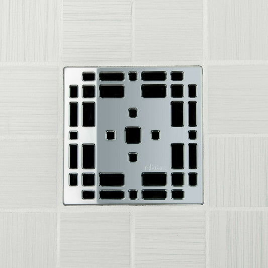 Ebbe E4801 Prairie Polished Chrome Square Shower Drain with Installation Kit