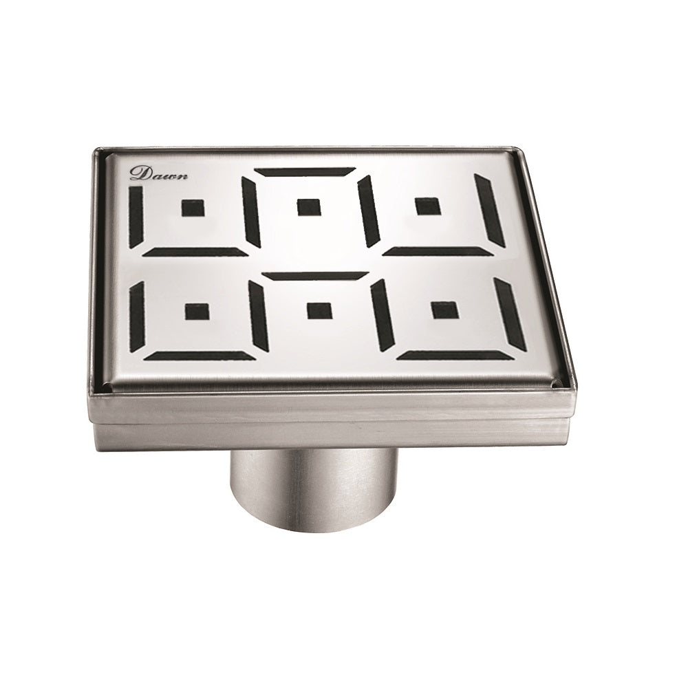 Dawn 5 Inch Square Shower Drain Congo-Chambeshi River Series LCI050504 (push-in) Polished Satin Finish