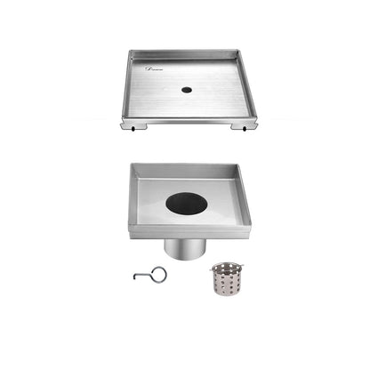 Dawn 5 Inch Tile Insert Square Shower Drain Colorado River Series SCO050504 (push-in) Polished Satin Finish