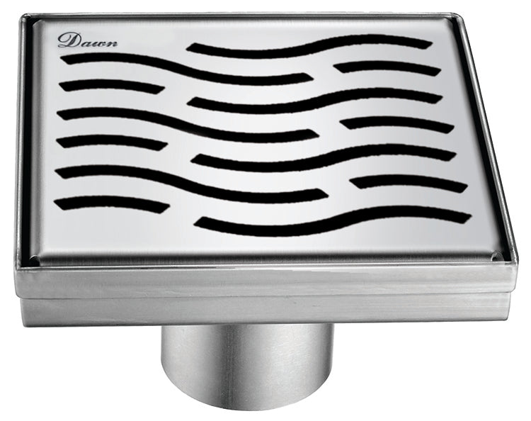 Dawn 5 Inch Square Shower Drain Heilongjiang River Series LHG050504 (push-in) Polished Satin Finish