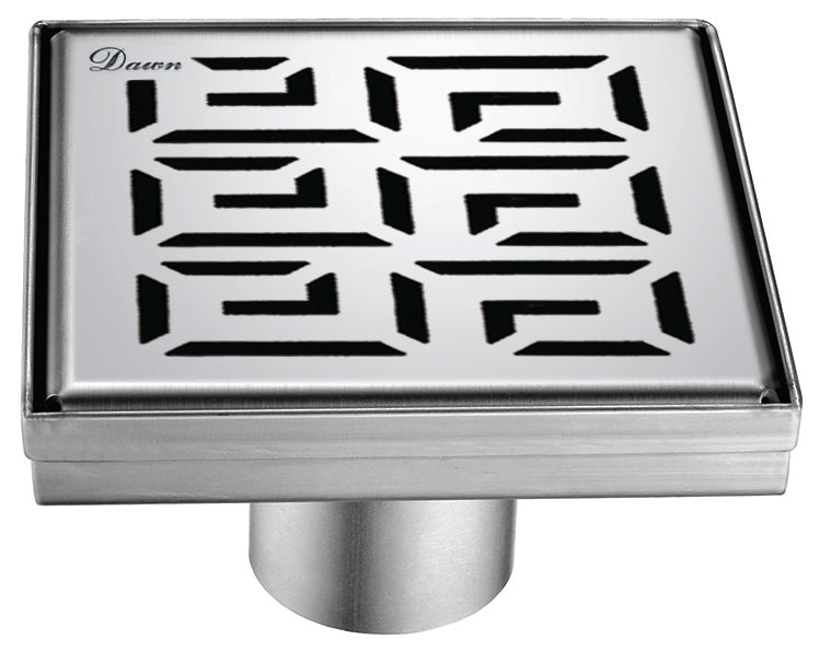 Dawn 5 Inch Square Shower Drain River Niger In Mali Series LNR050504 (push-in) Polished Satin Finish