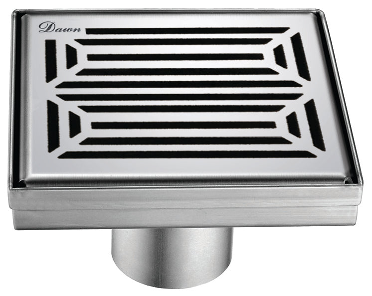 Dawn 5 Inch Square Shower Drain Parana River Series LPA050504 (push-in) Polished Satin Finish