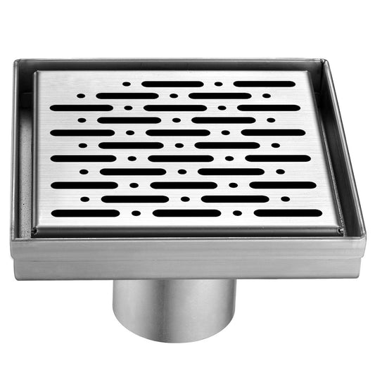 Dawn 5 Inch Square Shower Drain Rio Orinoco River Series LRO050504 (push-in) Polished Satin Finish