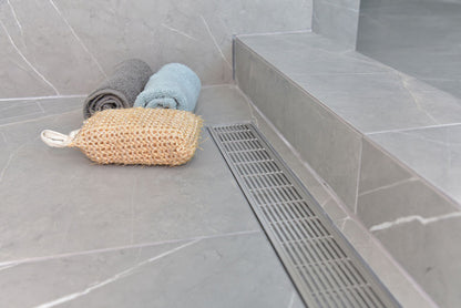 47 Inch Brushed Linear Shower Drain in Wedge Design by SereneDrains