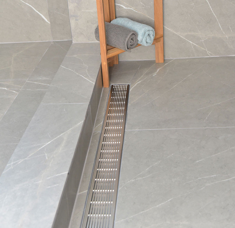 16 Inch Polished Chrome Linear Shower Drain in Wedge Design by SereneDrains