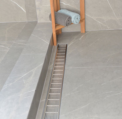 35 Inch Polished Chrome Linear Shower Drain in Wedge Design by SereneDrains