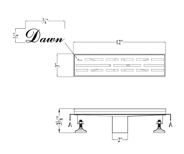 Dawn® 47 Inch Linear Shower Drain, Amazon River Series, Polished Satin Finish