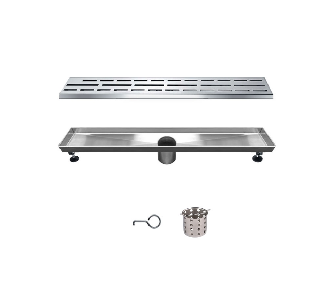 24 Inch Linear Drain with Adjustable Feet, Luxury Polished Finish Drain, Dawn USA LAN240304