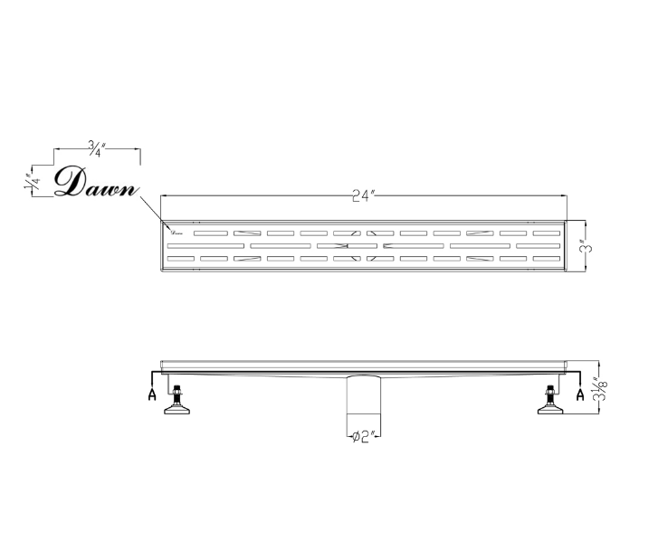 Dawn® 47 Inch Linear Shower Drain, Amazon River Series, Polished Satin Finish