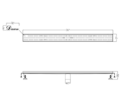 Dawn® 47 Inch Linear Shower Drain, Amazon River Series, Polished Satin Finish
