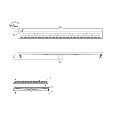 24 Inch Linear Drain with Adjustable Feet, Luxury Polished Finish Drain, Dawn USA LAN240304