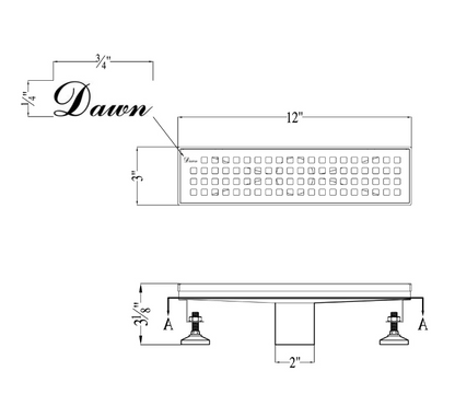 Dawn® 32 Inch Shower Linear Drain, Brisbane River Series, Polished Satin Finish