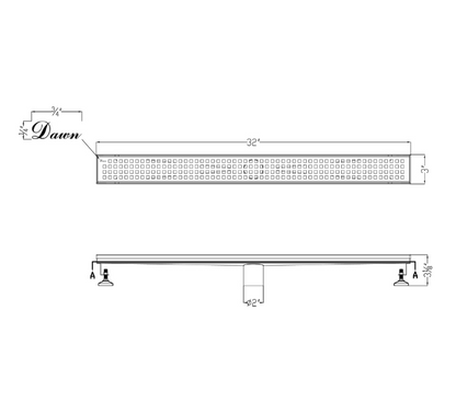 24 Inch Linear Drain with Adjustable Feet, Luxury Polished Finish Drain, Dawn USA LBE240304