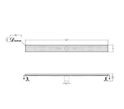 12 Inch Linear Drain with Adjustable Leveling Feet, Dawn USA Brisbane River Series