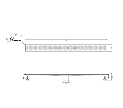Dawn® 36 Inch Shower Linear Drains, Brisbane River Series, Polished Satin Finish