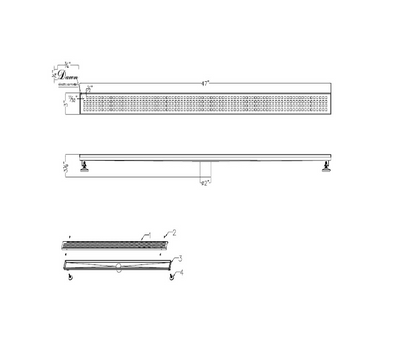 24 Inch Linear Drain with Adjustable Feet, Luxury Polished Finish Drain, Dawn USA LBE240304