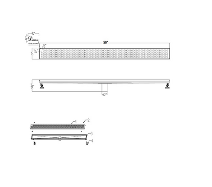 Dawn® 47 Inch Shower Linear Drain, Brisbane River Series, Polished Satin Finish