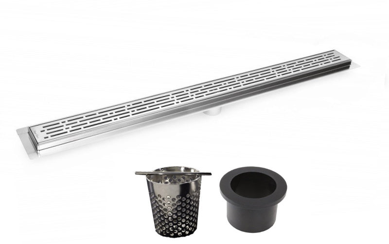 72 Inch Large Linear Shower Drain, Broken Lane Design, Complete Installation Kit