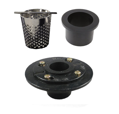 6 Inch Invisible Infinity Square Shower Drain with Hair Trap and Base Flange Kit