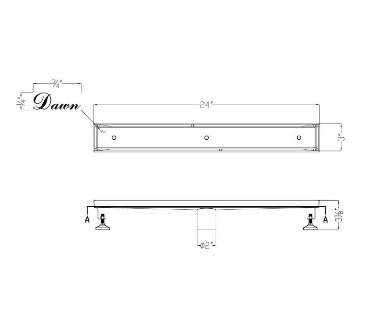 24 Inch Tile Insert Linear Shower Drain with Adjustable Leveling Feet