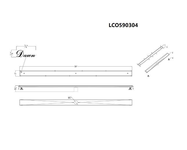 24 Inch Tile Insert Linear Shower Drain with Adjustable Leveling Feet
