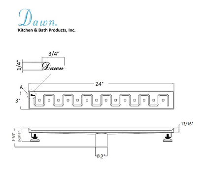 Dawn® 59 Inch Linear Shower Drain, Congo-Chambeshi River Series, Polished Satin Finish