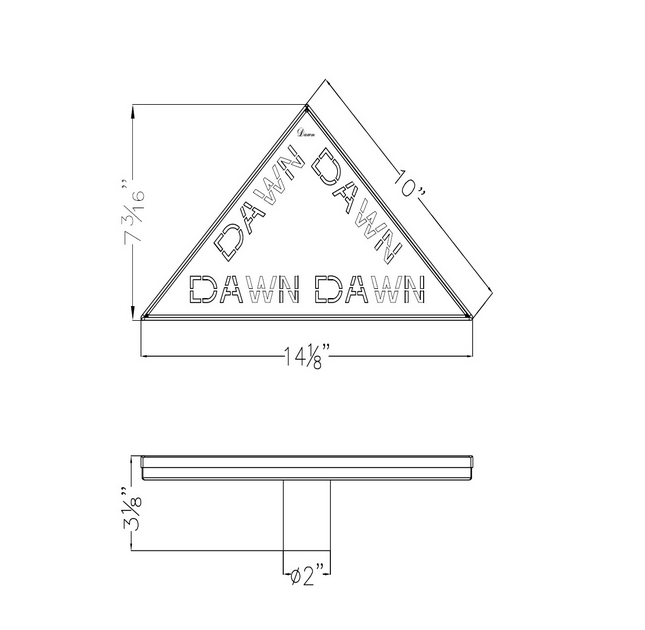 Corner Triangle Drain, Dawn® Series, Triangle Shower Drain with Installation Set