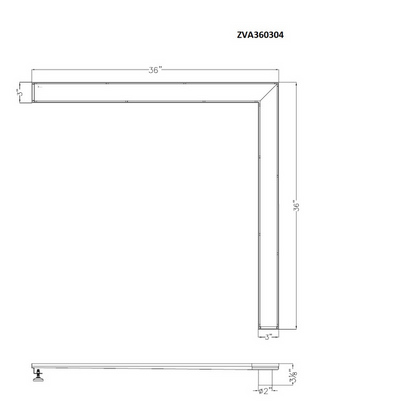 Corner Shower Drain, Dawn Volga River Series, L-Shaped Linear Shower Drain, 36 Inch