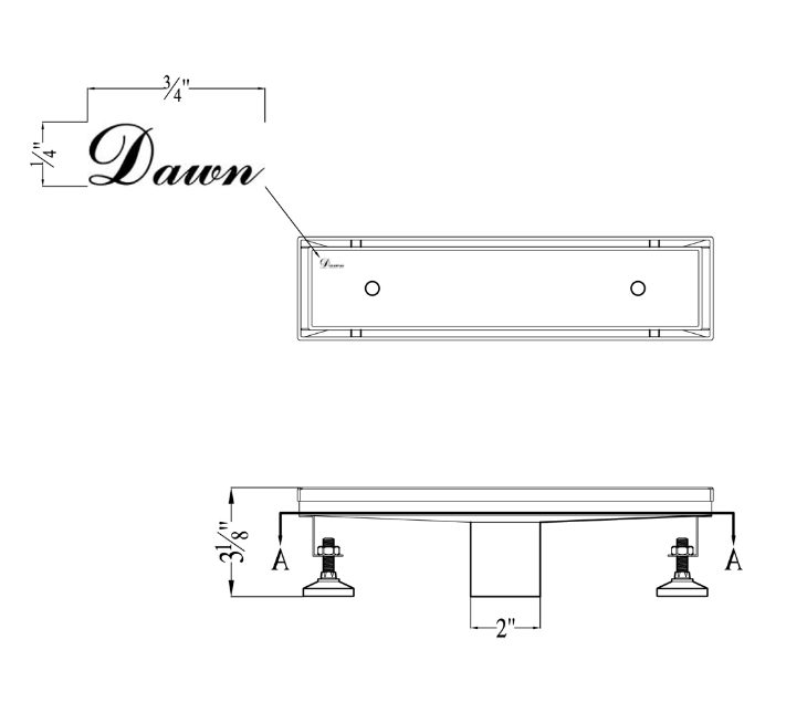 36 Inch Tile Insert Linear Shower Drain with Adjustable Leveling Feet