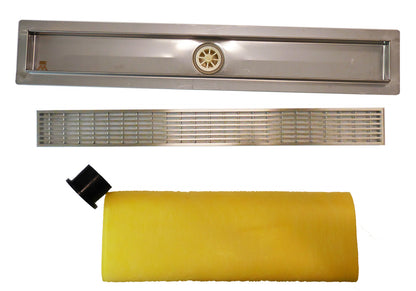 24 Inch Linear Shower Drains, DTA Linear Drain Base with Drain Grate Set