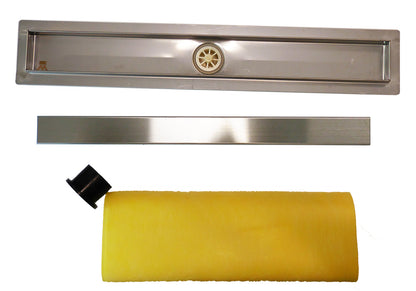 32 Inch Linear Shower Drains, DTA Linear Drain Base with Drain Grate Set