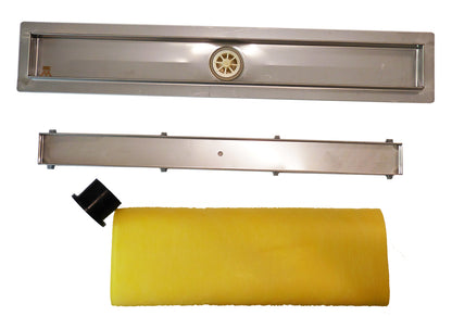 32 Inch Linear Shower Drains, DTA Linear Drain Base with Drain Grate Set