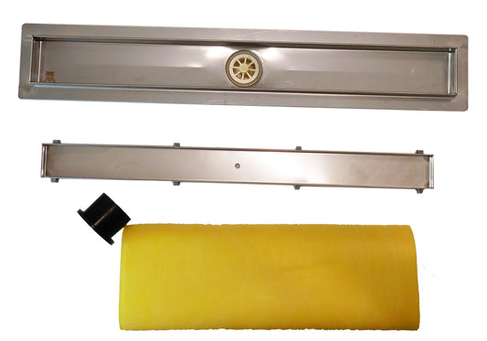 32 Inch Linear Shower Drains, DTA Linear Drain Base with Drain Grate Set