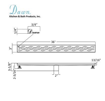 Dawn® 47 Inch Linear Shower Drain, Heilongjiang Series, Polished Satin Finish