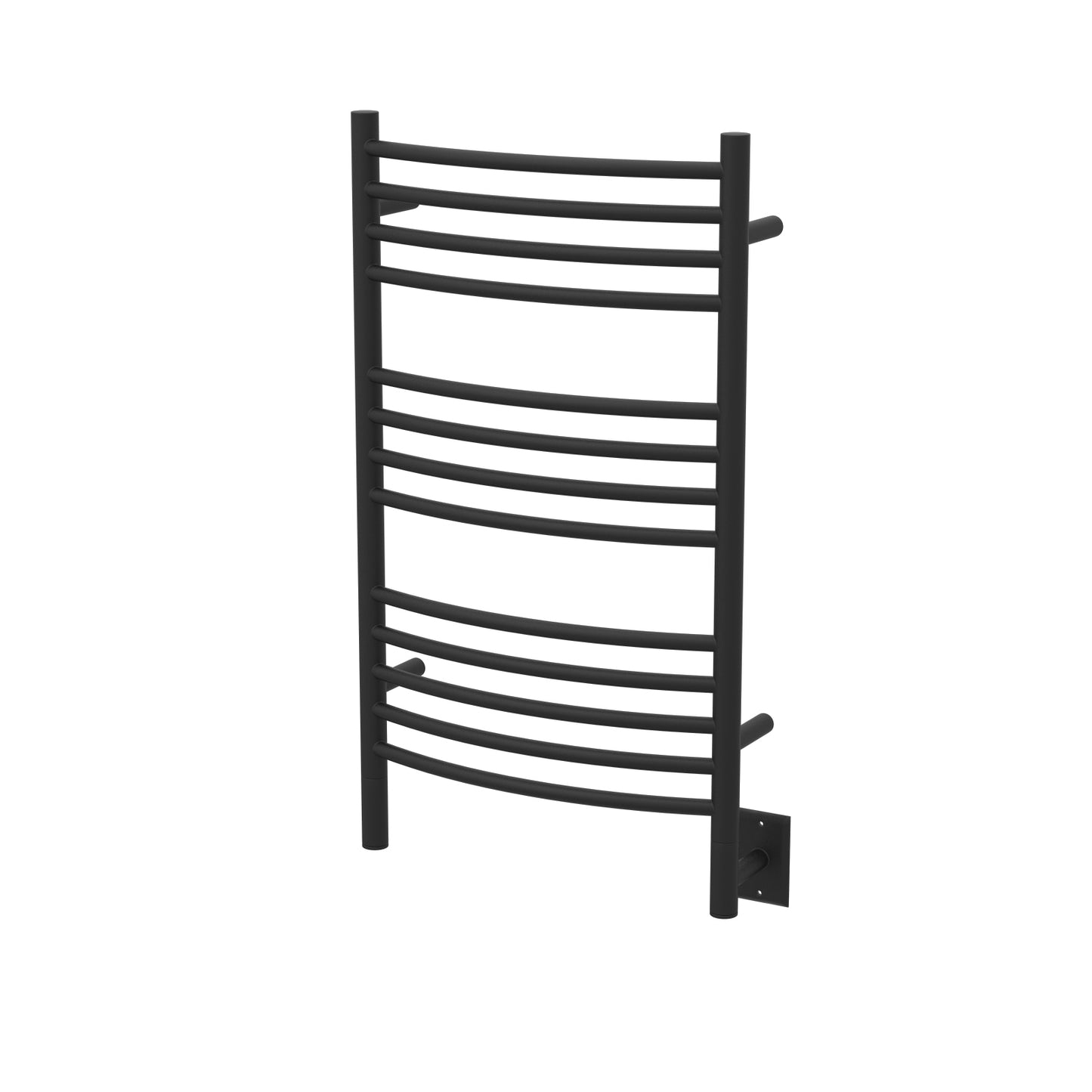 Amba Jeeves C Curved Matte Black Towel Warmer, Hardwired, 13 Bars, W 21" H 36"