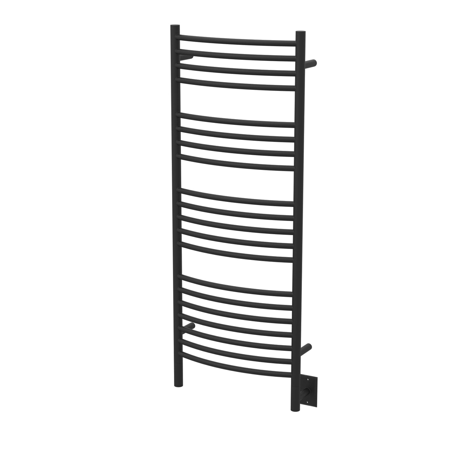 Amba Jeeves D Curved Matte Black Towel Warmer, Hardwired, 20 Bars, W 21" H 53"