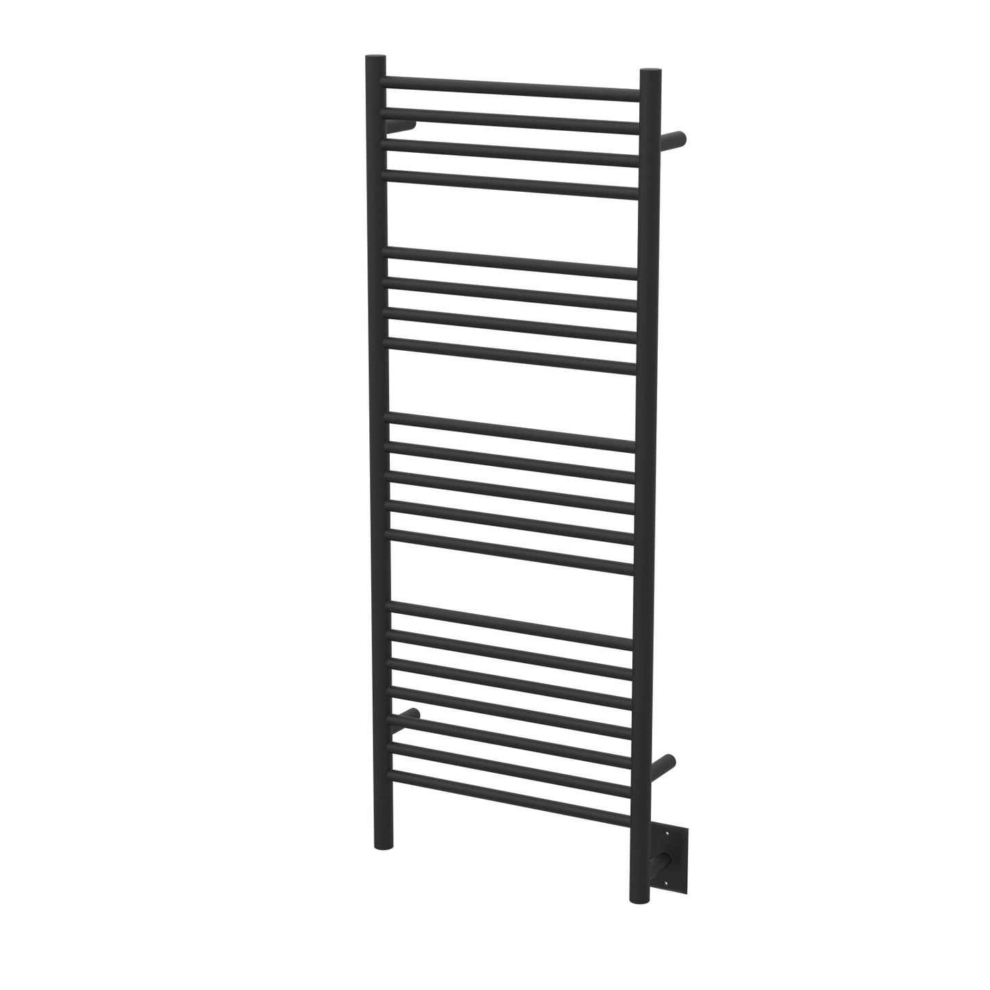 Amba Jeeves D Straight Matte Black Towel Warmer, Hardwired, 20 Bars, W 21" H 53"