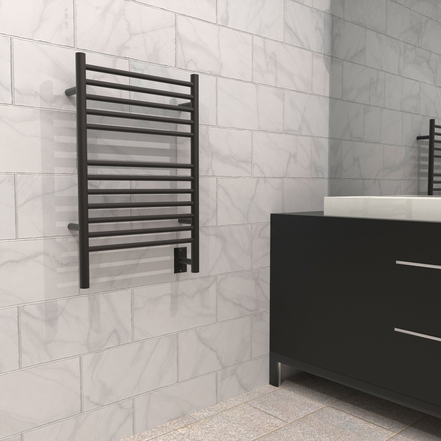 Amba Jeeves E Straight Oil Rubbed Bronze Towel Warmer, Hardwired, 12 Bars, W 21" H 31"