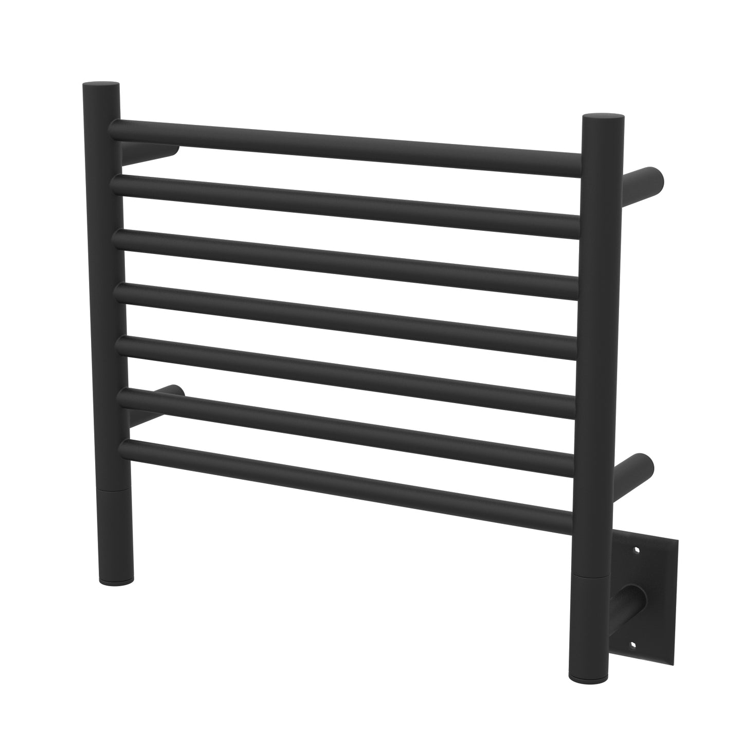 Amba Jeeves H Straight Matte Black Towel Warmer, 7 Bars, Hardwired, 21" W x 18" H