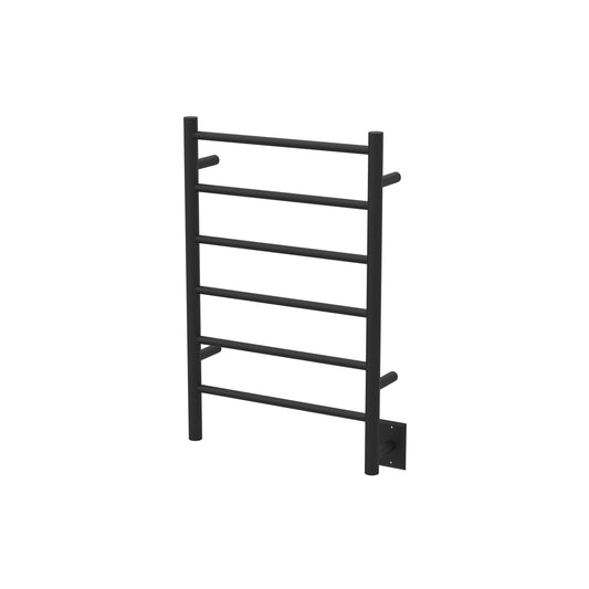 Amba Jeeves J Straight Matte Black Towel Warmer, Hardwired, 6 Bars, 21" W x 31" H