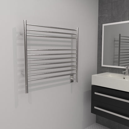 Amba Jeeves K Straight Brushed Towel Warmer, Hardwired, 10 Bars, W 30" H 27"